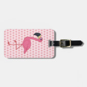 Roze Bagagelabel van Flamingo Polka Dots (Voorkant horizontaal)