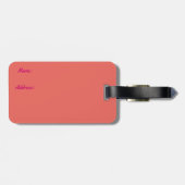 Roze bagagelabel van moderne vierkantjes (Achterkant horizontaal)