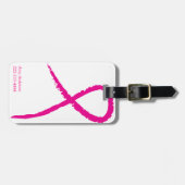 Roze Bagagelabel voor borstkanker (Voorkant horizontaal)