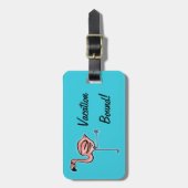 Roze Bagagelabel voor Vacatie met Flamingo (Voorkant verticaal)