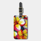 Roze bagagelabels van Frangipani-bloemen (Voorkant verticaal)