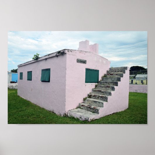 Roze Bahamas Jail, Green Turtle Cay Poster (Voorkant)