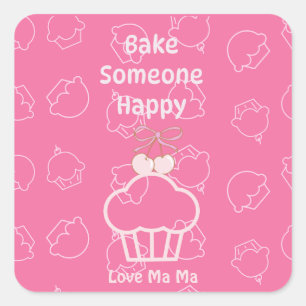 Roze bak iemand blij vierkante sticker