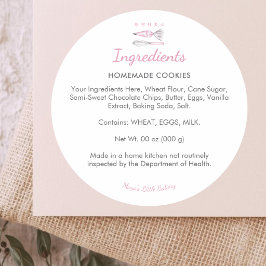 Roze Bakbenodigdheden Backwinkel Ingredientenlijst Ronde Sticker