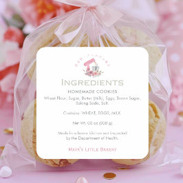 Roze Bakbenodigdheden Bakkerij Ingredient Product Vierkante Sticker