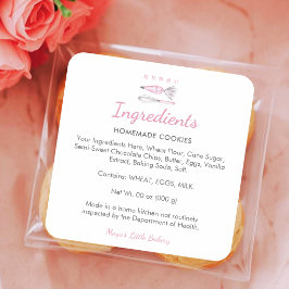 Roze Bakbenodigdheden Bakkerij Ingrediënten Produc Vierkante Sticker