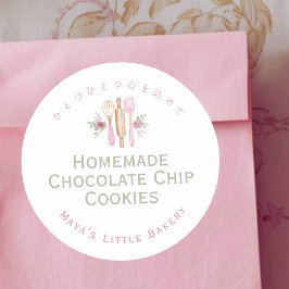 Roze Bakbenodigdheden Bakkerij Productnaam Ronde Sticker