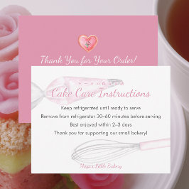 Roze Bakbenodigdheden Cake Verzorgingsinstructies Bedankkaart