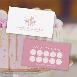 Roze Bakbenodigdheden Waterverf Bakkerij Loyalty Visitekaartje