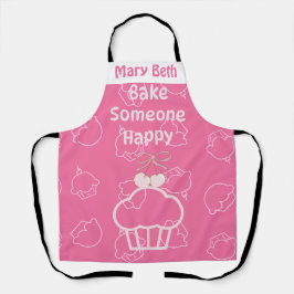 Roze bake happy All-Over Print Schort