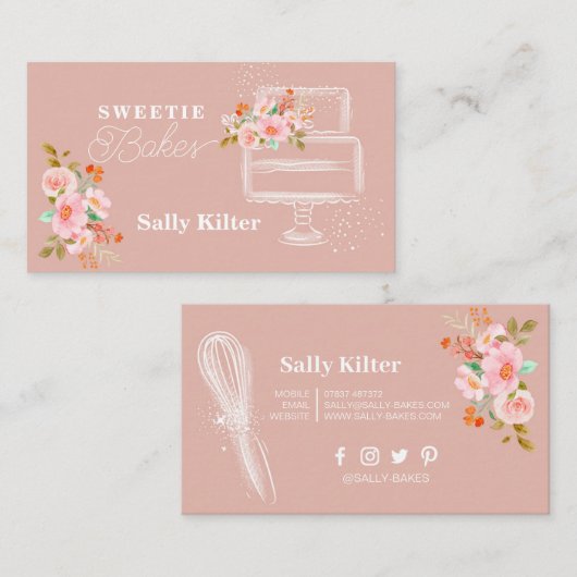 Roze Bakken & Koken Utensil Cakes Bakes Visitekaartje (Voorkant / Achterkant)