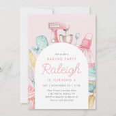 Roze Bakken Verjaardagsfeest Kaart (Voorkant)