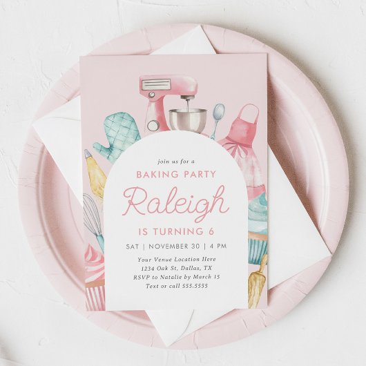 Roze Bakken Verjaardagsfeest Kaart