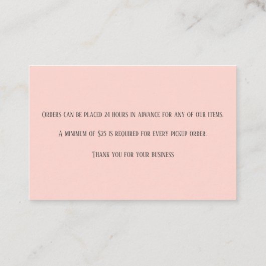 Roze Bakkerij Baker Pastry Chef Vanilla Macarons Visitekaartje (Achterkant)