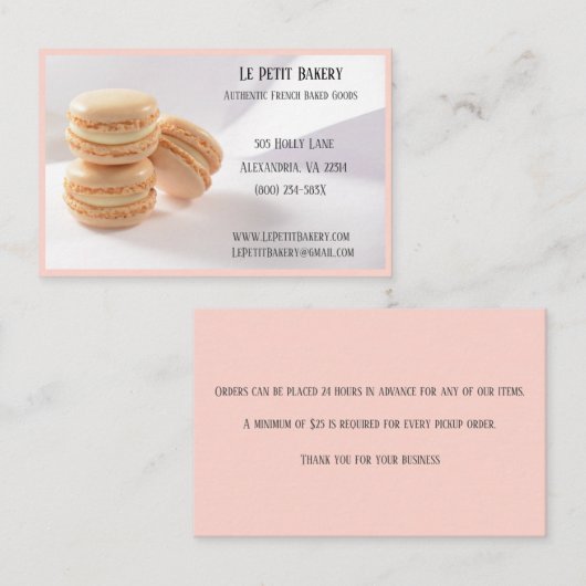 Roze Bakkerij Baker Pastry Chef Vanilla Macarons Visitekaartje (Voorkant / Achterkant)