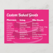 Roze Bakkerij Briefkaart met Terug Menu Smaken Cak (Achterkant)