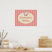 Roze bakkerij cupcake bord poster (Keuken)