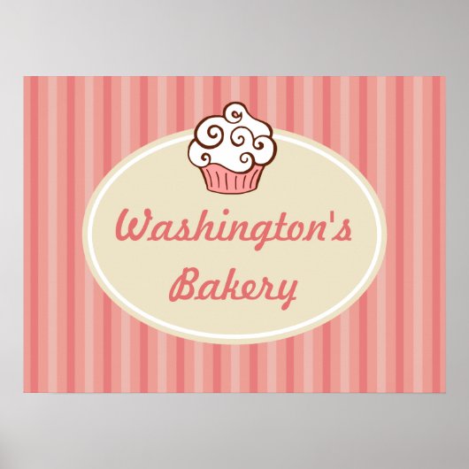 Roze bakkerij cupcake bord poster (Voorkant)