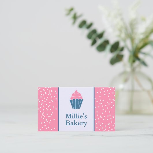 Roze bakkerij Cupcake Homemade Pastry Chef Visitekaartje (Staand voorkant)