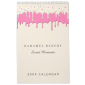 Roze Bakkerij Frosting Drip Business Logo Kalender (Hoes)