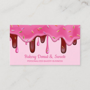 Roze Bakkerij Gebak Chef Crème Druppels Donut stro Visitekaartje