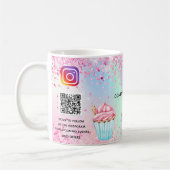 Roze bakkerij glitter cupcakes logo qr code koffiemok (Links)