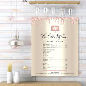 Roze bakkerij Glitter Drip Gold Menu Prijslijst Poster