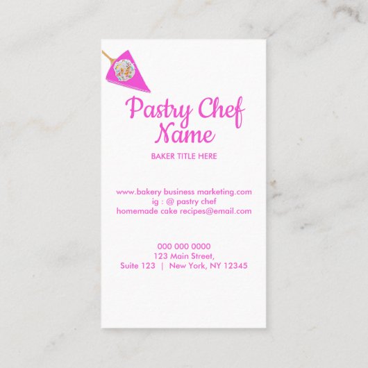 Roze bakkerij Pastry Chef Berry Cheesecake Visitekaartje (Achterkant)