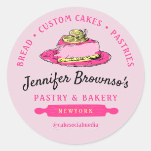 Roze Bakkerij Pastry Lemon Cheesecake Ronde Sticker