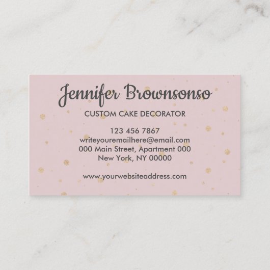 Roze Bakkerij Patisserie Loyaliteit Trouwtaart Visitekaartje (Achterkant)