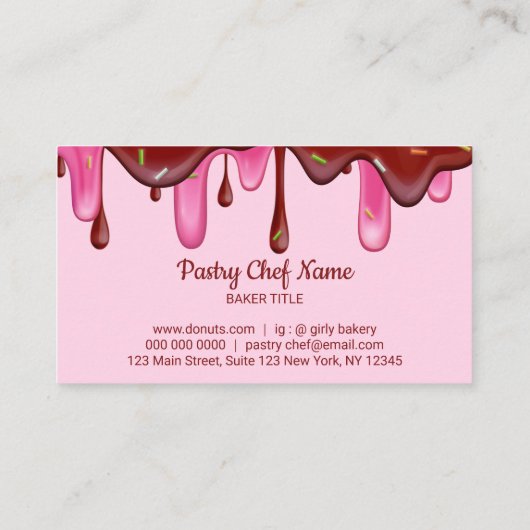 Roze bakkerij Schuif crème Donut sprinkhaan Visitekaartje (Achterkant)