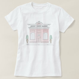 Roze Bakkerij Shop Geïllustreerd Cafe T-shirt
