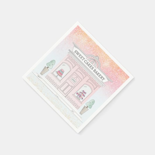 Roze Bakkerij Shop servetten | Winkelillustratie (Hoek)