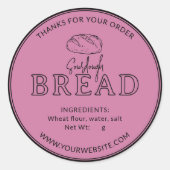 Roze Bakkerij Sourdough Brood Bedankt Sticker (Voorkant)