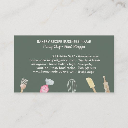 Roze bakkerij visitekaartje (Achterkant)