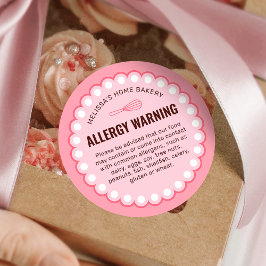 Roze Bakkerij Voedselveiligheid Allergenen Waarsch Ronde Sticker