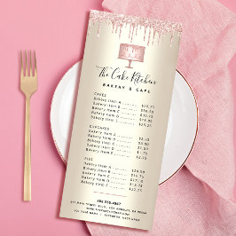 Roze bakkerijkap Glitter Pastry Chef Menu Gold