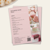 Roze bakkerijmenu met foto's en QR-code Flyer