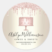 Roze bakkerijzak Glitter Drift Pastry Chef Gold Ronde Sticker (Voorkant)