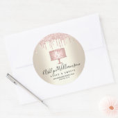 Roze bakkerijzak Glitter Drift Pastry Chef Gold Ronde Sticker (Envelop)