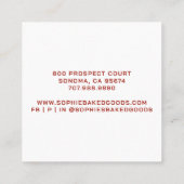 Roze bakkerswaren Logo Typografie Vierkante Visitekaartje (Achterkant)