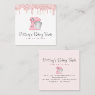 Roze Bakmixer Glitterdruppels Pastry Chef Vierkante Visitekaartje