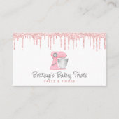 Roze Bakmixer Glitterdruppels QR-code Visitekaartje (Voorkant)
