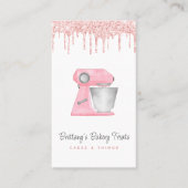 Roze Bakmixer Glitterdruppels QR-code Visitekaartje (Voorkant)