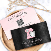 Roze Bakmixer QR-code op Zwarte Damast