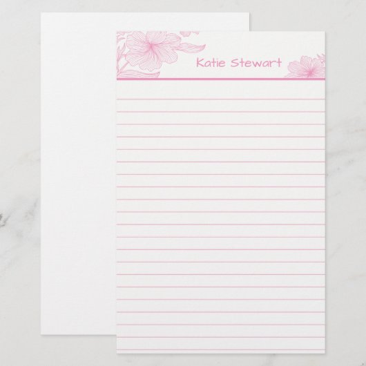 Roze bakstenen 5,5 x 8,5-inch bakkerij briefpapier (Voorkant / Achterkant)