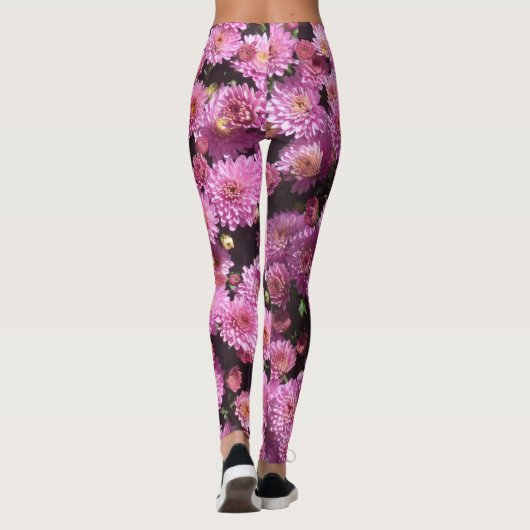 Roze bal Chrysanthemum Legging (Achterkant)