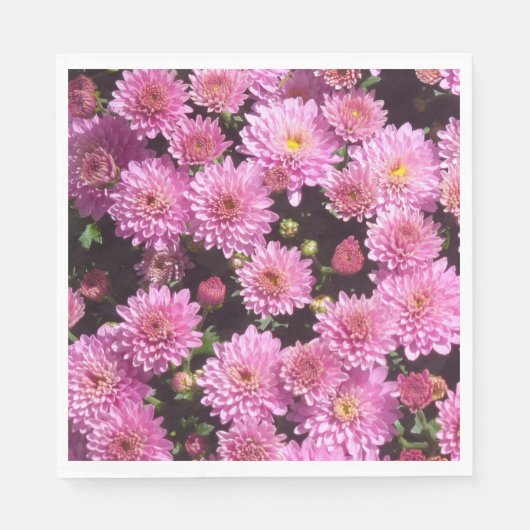 Roze bal Chrysanthemum Papier Napkins Servetten (Voorkant)