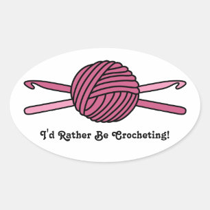 Roze Bal van Garen & Haakhaken Ovale Sticker