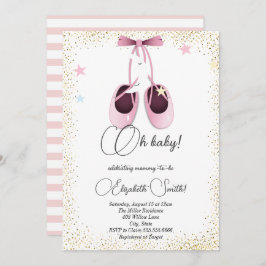 Roze baletflats, schattige sterren baby shower inv kaart